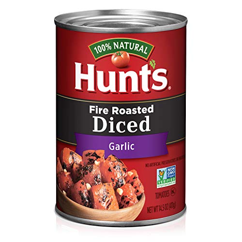 Hunts Fire Roasted Diced Tomatoes With Garlic, Keto Friendly, 1