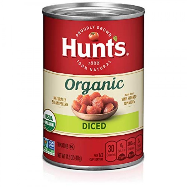 Hunts Organic Diced Tomatoes, Keto Friendly, 14.5 oz, 12 Pack