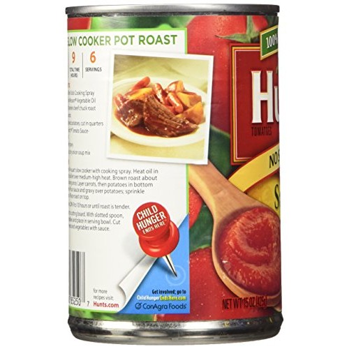 Hunts No Salt Added Tomato Sauce 15Oz Can Pack Of 6 Hunts No Salt Added Tomato Sauce 15Oz Can Pack Of 6