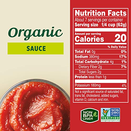 Hunts Organic Tomato Sauce, Keto Friendly, 15 Oz, 12 Pack