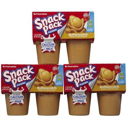 Hunts Snack Pack Butterscotch Pudding, 4 Ct, 3 Pk