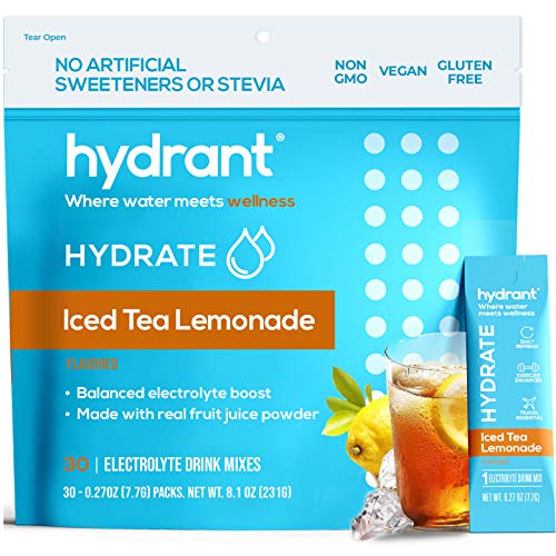 Hydrant Hydrate Iced Tea Lemonade 30 Stick Packs, Electrolyte Po