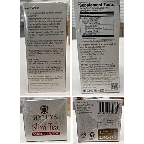 Hyleys Slim Tea Goji Berry Flavor - Weight Loss Herbal Supplemen...