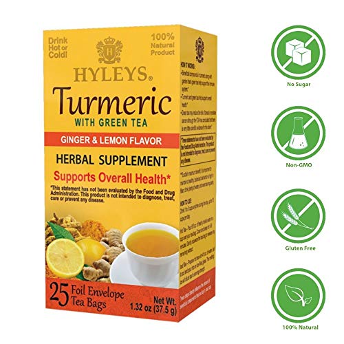 Hyleys Turmeric Tea - Green Tea with Ginger and Lemon Flavor - 2...