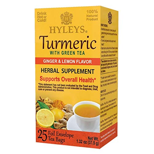 Hyleys Turmeric Tea - Green Tea with Ginger and Lemon Flavor - 2...