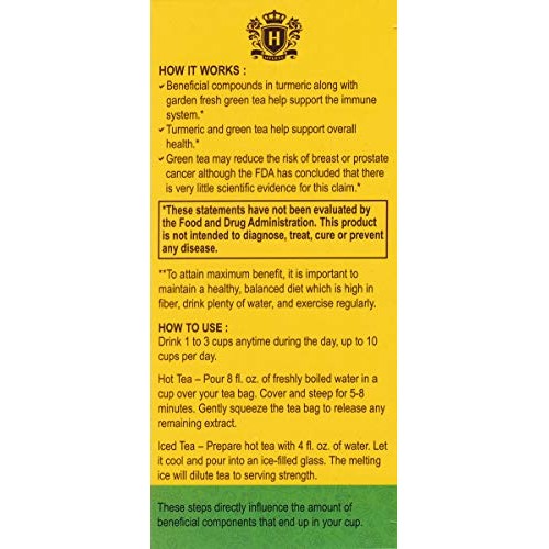 Hyleys Wellness Turmeric with Green Tea - 25 Tea Bags 100% Natu...