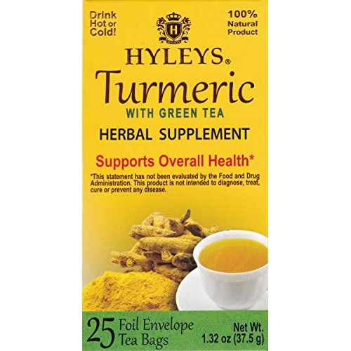 Hyleys Wellness Turmeric with Green Tea - 25 Tea Bags 100% Natu...