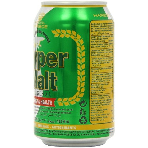 Hyper Malt Non Alcoholic Malt Drink, 330 ml cans Count of 24