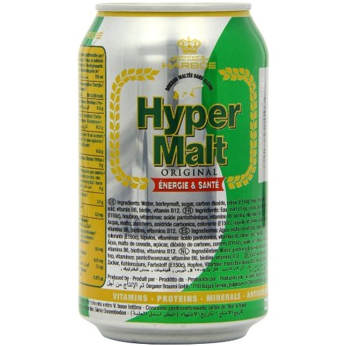 Hyper Malt Non Alcoholic Malt Drink, 330 ml cans Count of 24