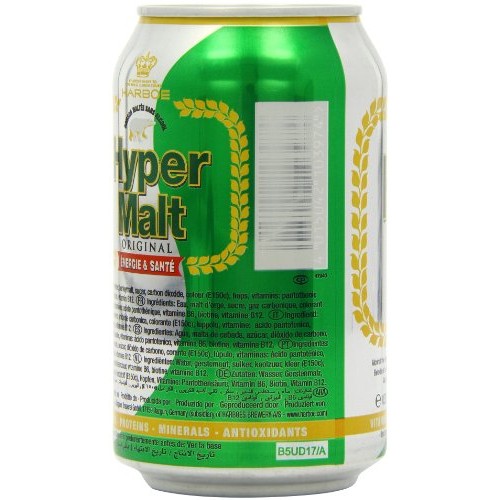Hyper Malt Non Alcoholic Malt Drink, 330 ml cans Count of 24