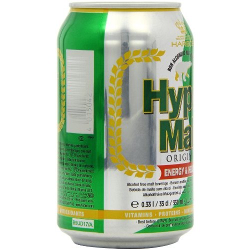 Hyper Malt Non Alcoholic Malt Drink, 330 ml cans Count of 24