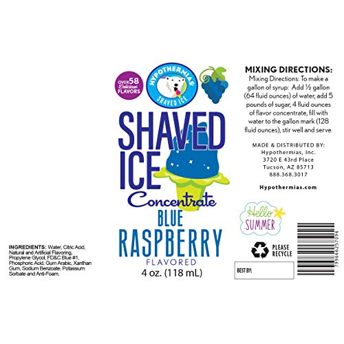 Blue Raspberry Shaved Ice And Snow Cone Flavor Concentrate 4 Fl.