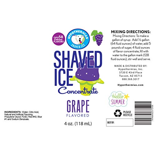Grape Shaved Ice And Snow Cone Flavor Concentrate 4 Fl Ounce Siz