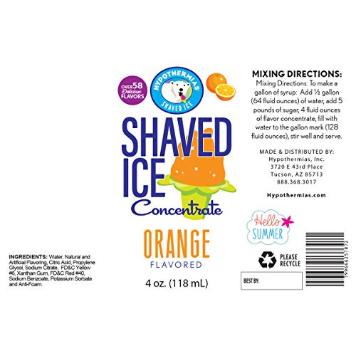 Orange Shaved Ice And Snow Cone Flavor Concentrate 4 Fl Ounce Si