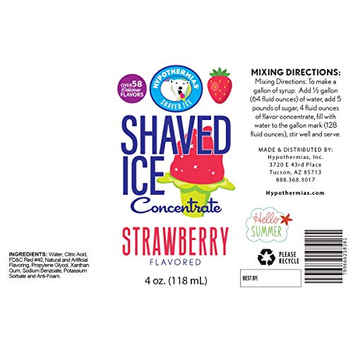 Strawberry Shaved Ice And Snow Cone Flavor Concentrate 4 Fl Ounc