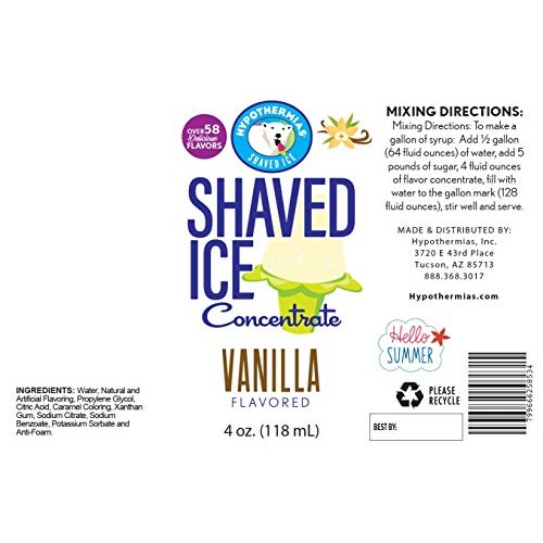 Vanilla Shaved Ice And Snow Cone Flavor Concentrate 4 Fl Ounce S