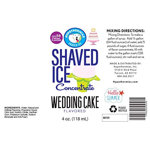 Wedding Cake Shaved Ice And Snow Cone Flavor Concentrate 4 Fl Ou