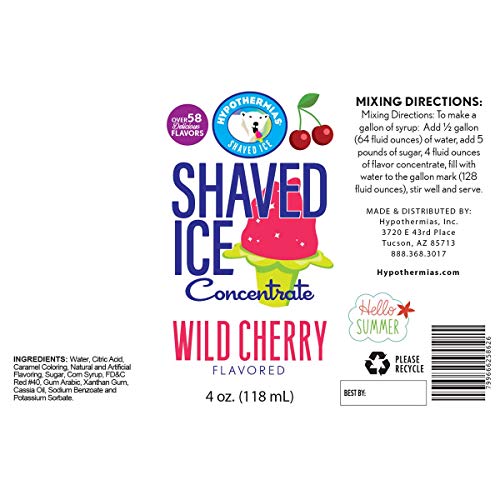 Wild Cherry Shaved Ice And Snow Cone Flavor Concentrate 4 Fl Oun