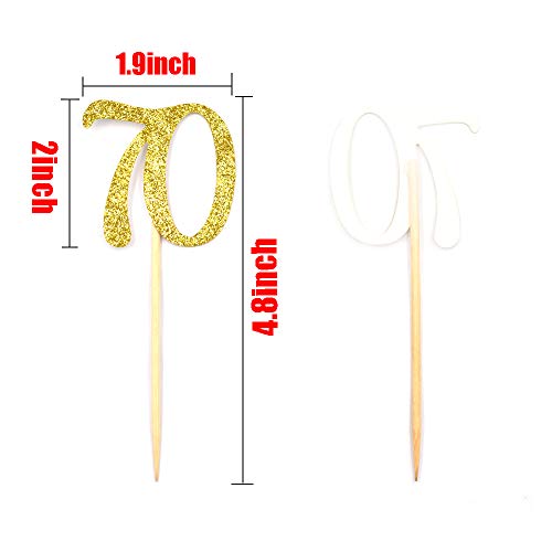 Hzonline Cupcake Toppers 70Th Birthday, Golden Glitter Number 70