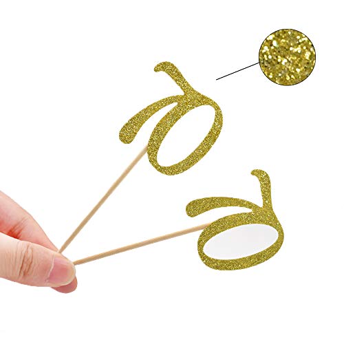 Hzonline Cupcake Toppers 70Th Birthday, Golden Glitter Number 70