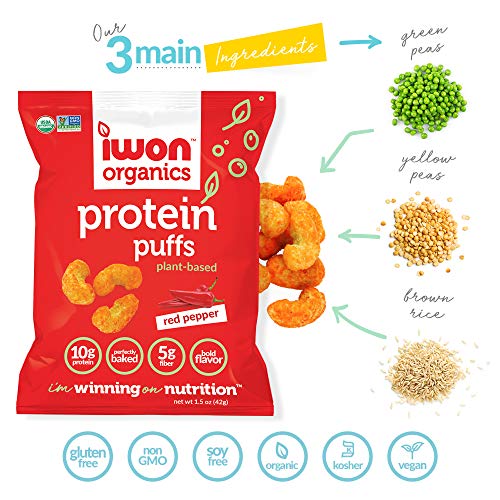 Iwon Organics Red Pepper Flavor Protein Puff, High Protein And O