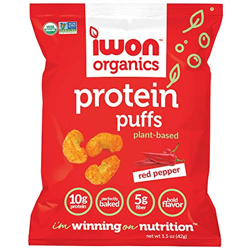 Iwon Organics Red Pepper Flavor Protein Puff, High Protein And O