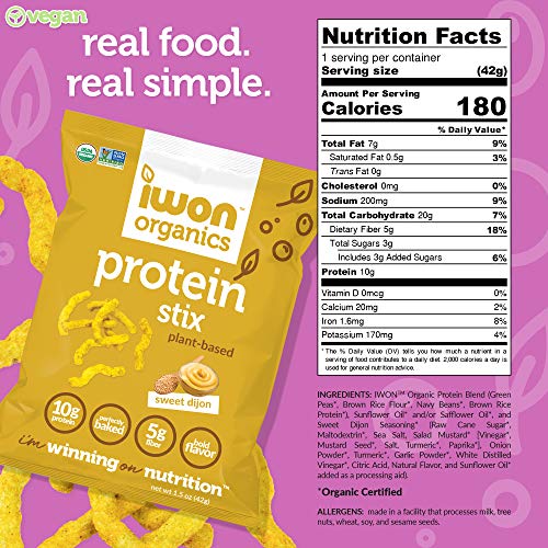 Iwon Organics Sweet Dijon Flavor Snack Stix, High Protein And Or