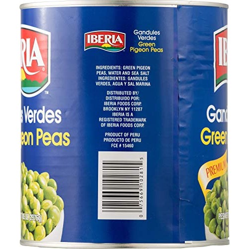 Iberia Green Pigeon Peas, 105 Oz