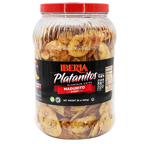 Iberia Naturally Sweet Plantain Chips Jar, 28 Ounce 1.75 Lb, M