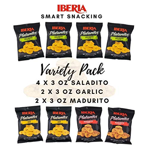 Iberia Plantain Chips, Variety, 4 Salted Plantain Chips, 2 Natur...