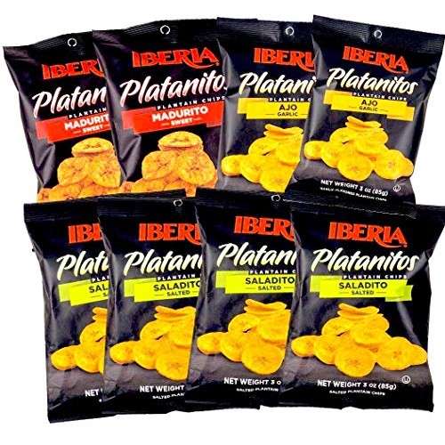 Iberia Plantain Chips, Variety, 4 Salted Plantain Chips, 2 Natur...