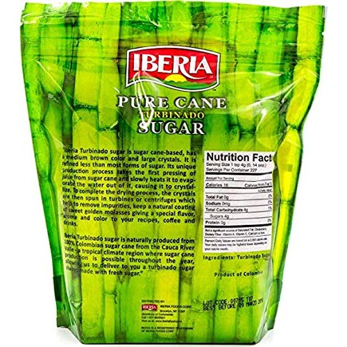 Iberia Turbinado Sugar 2 Lb. Pack Of 03 Sparkling Golden Pure