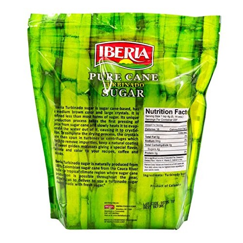 Iberia Turbinado Sugar 2Lb Pack Of 12 Sparkling Golden Pure Ra