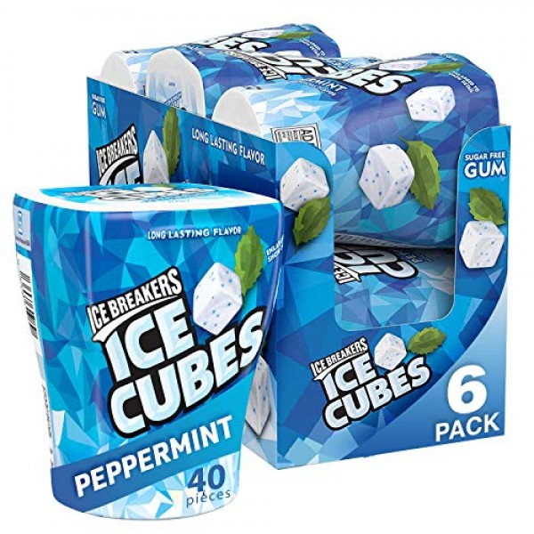 Ice Breakers Ice Cubes Sugar Free Chewing Gum with Xylitol, Pepp...