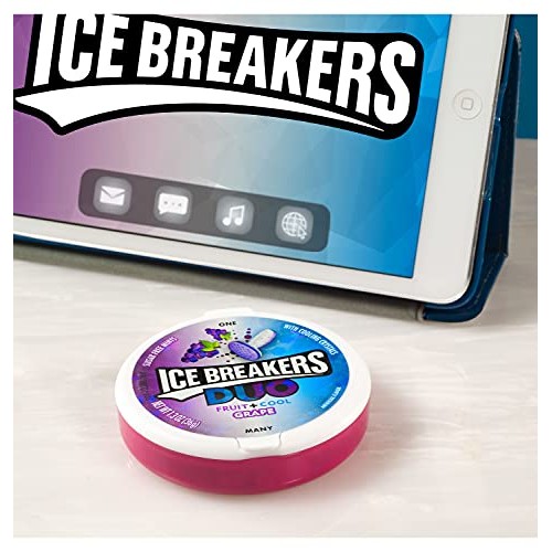 Ice Breakers Duo Sugar Free Mints, Grape, 1.3 Ounce Pack Of 8
