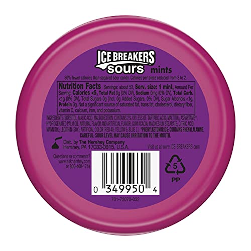 Ice Breakers Sours Sugar Free Mints, Mixed Berry, Strawberry, C