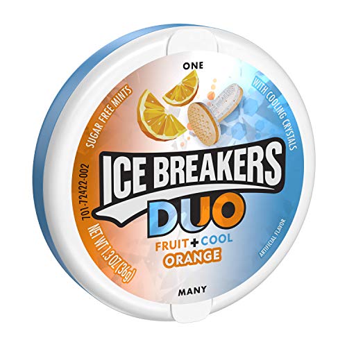 Ice Breakers Duo Sugar Free Mints, Orange, 1.3 Oz Tins 8 Count