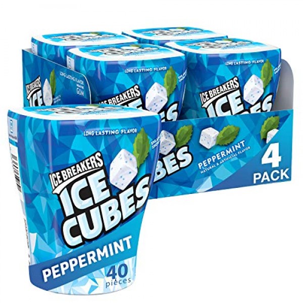 Ice Breakers Ice Cubes Gum, Peppermint, Sugar Free with Xylitol,...
