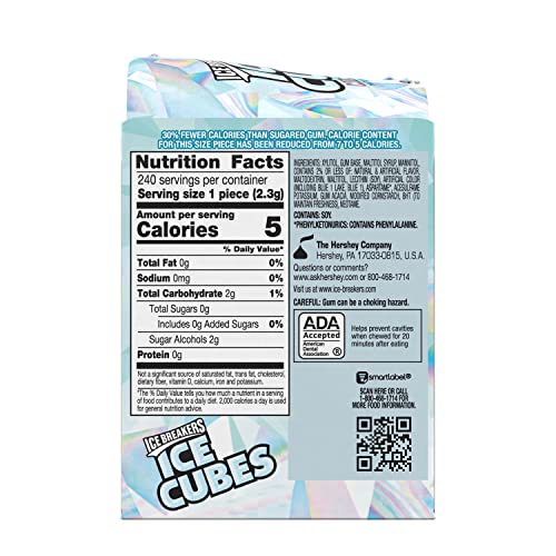 ICE BREAKERS ICE CUBES MINT CRYSTAL Sugar Free Chewing Gum, Made...