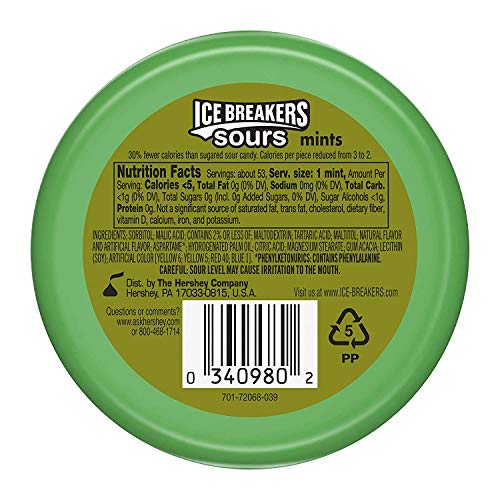 Ice Breakers Sours Sugar Free Mints, Watermelon, Green Apple, T