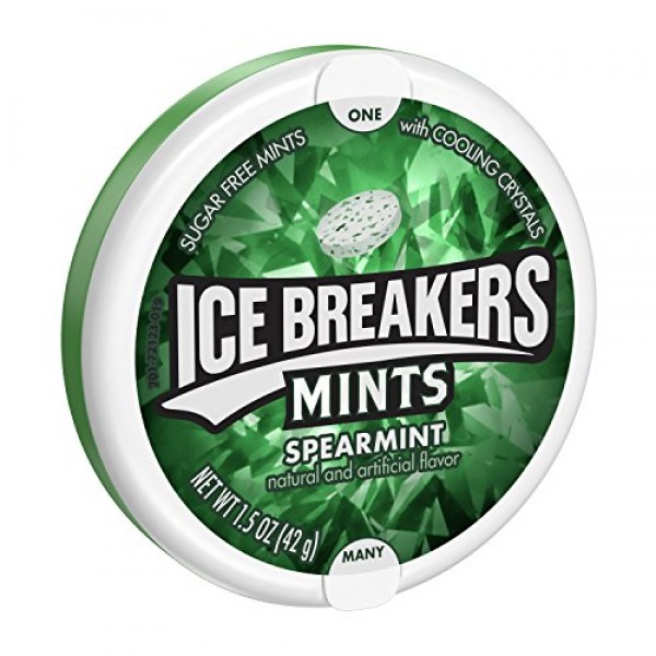 ICE BREAKERS Sugar Free Mints, Spearmint, 1.5 Ounce Pack of 8