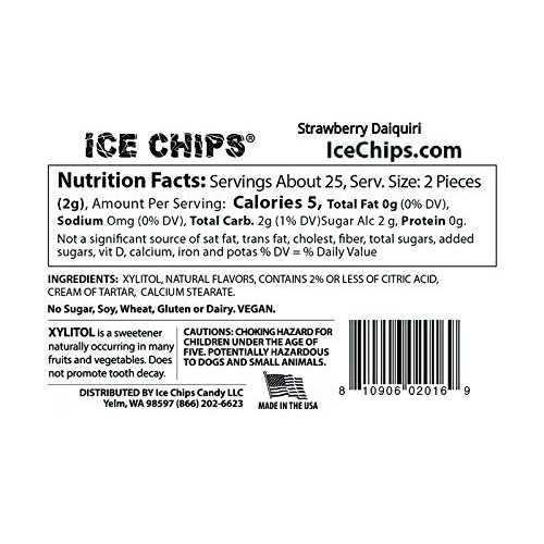 Ice Chips Xylitol Candy 3 Pack Assortment Strawberry Daiquiri,