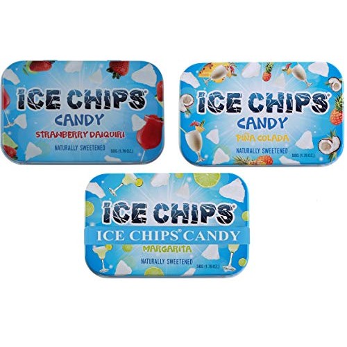 Ice Chips Xylitol Candy 3 Pack Assortment Strawberry Daiquiri,