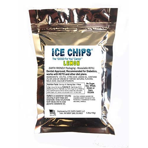 Ice Chips Xylitol Candy In Large 5.28 Oz Resealable Pouch; Low C