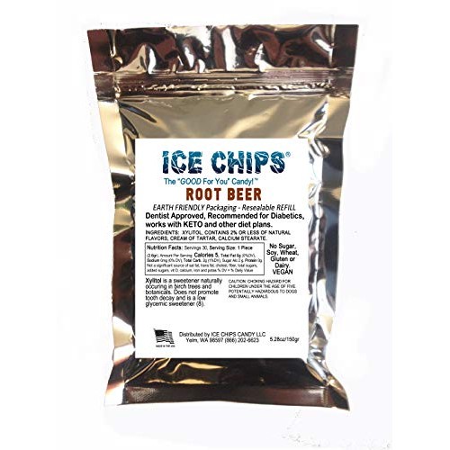 Ice Chips Xylitol Candy In Large 5.28 Oz Resealable Pouch; Low C