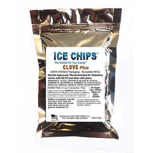 Ice Chips Xylitol Candy In Large 5.28 Oz Resealable Pouch; Low C
