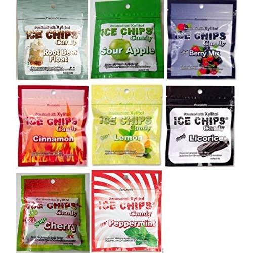 Ice Chips Xylitol Candy In Resealable Pouch 1 Oz 8 Pack Assort