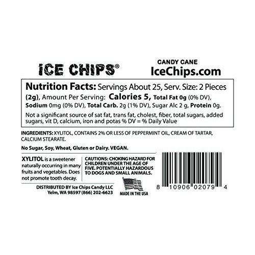 Ice Chips Xylitol Candy Tins Candy Cane, 3 Pack - Includes Ban