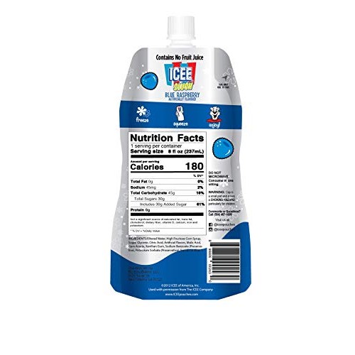 Icee Slush 6 Fl Oz Pouches, Blue Raspberry, 12 Count Icee Slush 6 Fl Oz Pouches, Blue Raspberry, 12 Count
