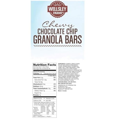 Bundle - Wellsley Farms Chewy Chocolate Chip Granola Bars, 60 ct...